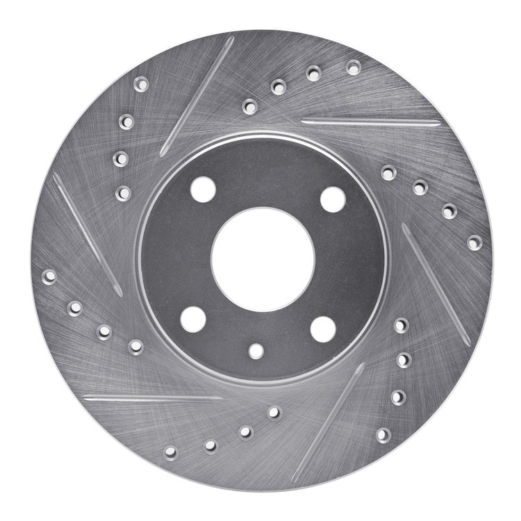 631-54002L Drilled/Slotted Brake Rotor [Silver], 1990-2003 Ford/Lincoln/Mercury/Mazda, Position: Front Left