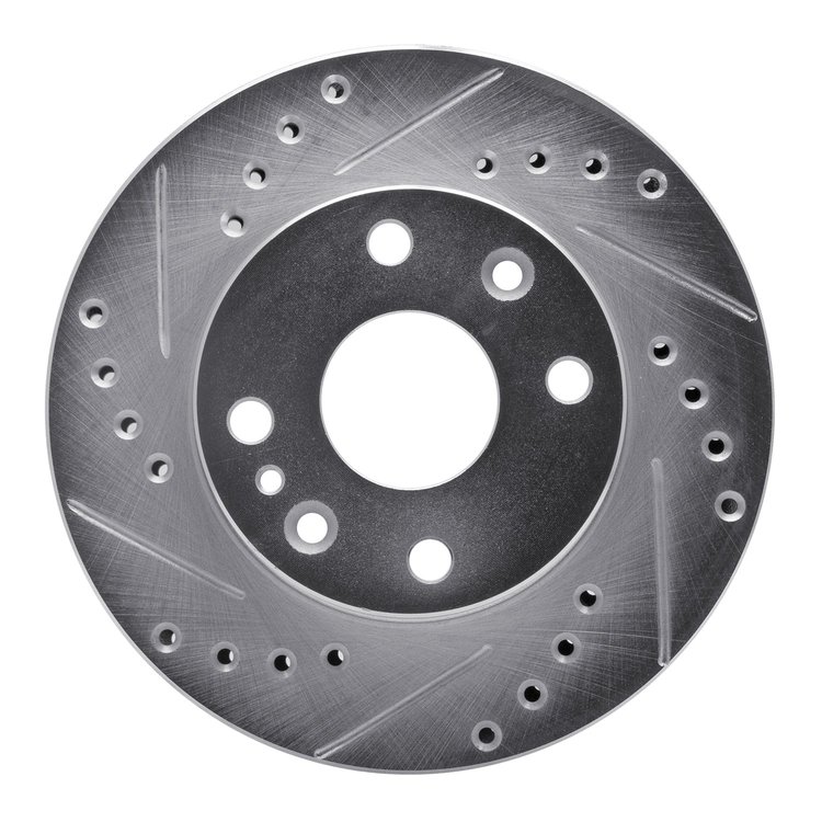 631-54004L Drilled/Slotted Brake Rotor [Silver], 1994-1997 Ford/Lincoln/Mercury/Mazda, Position: Front Left