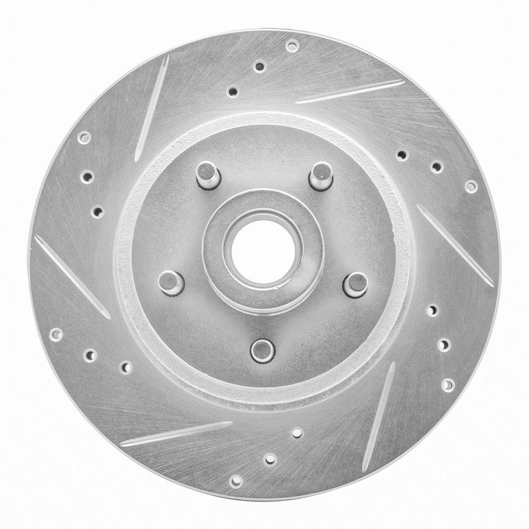 631-54009L Drilled/Slotted Brake Rotor [Silver], 1970-1972 Ford/Lincoln/Mercury/Mazda, Position: Front Left