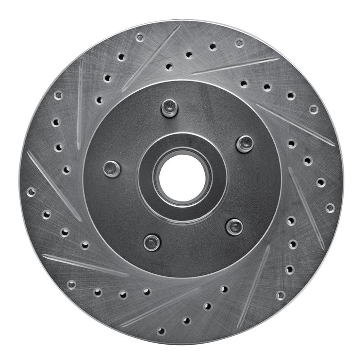 631-54014L Drilled/Slotted Brake Rotor [Silver], 1974-1980 Ford/Lincoln/Mercury/Mazda, Position: Front Left