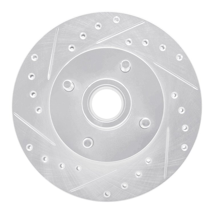 631-54015L Drilled/Slotted Brake Rotor [Silver], 1978-1993 Ford/Lincoln/Mercury/Mazda, Position: Front Left