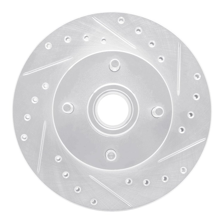 631-54015R Drilled/Slotted Brake Rotor [Silver], 1978-1993 Ford/Lincoln/Mercury/Mazda, Position: Front Right