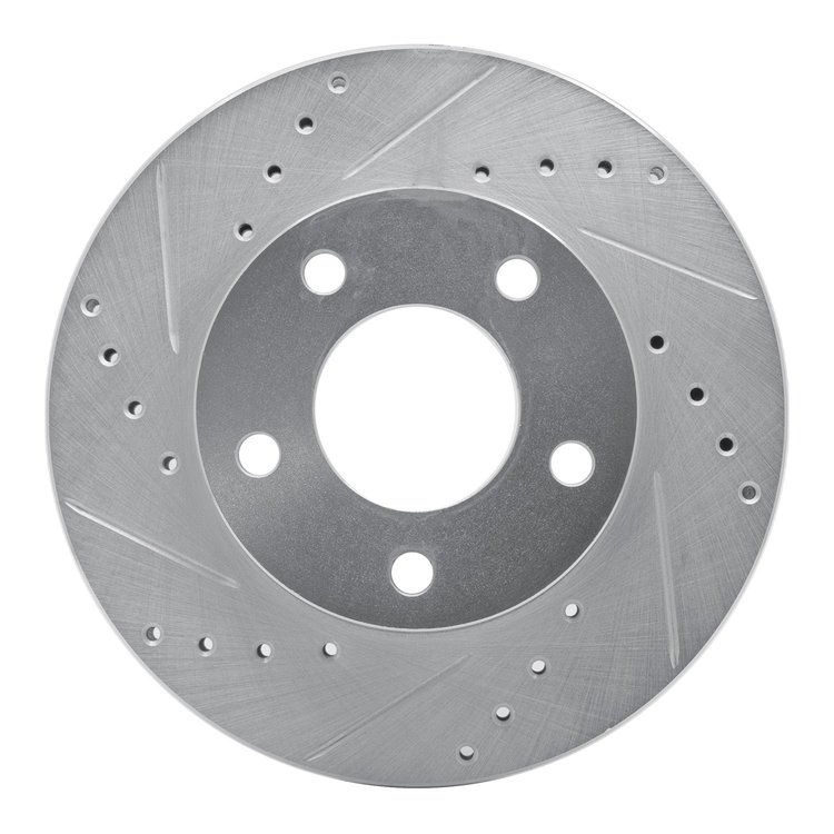 631-54017D Drilled/Slotted Brake Rotor [Silver], 1975-1980 Ford/Lincoln/Mercury/Mazda, Position: Rear Left