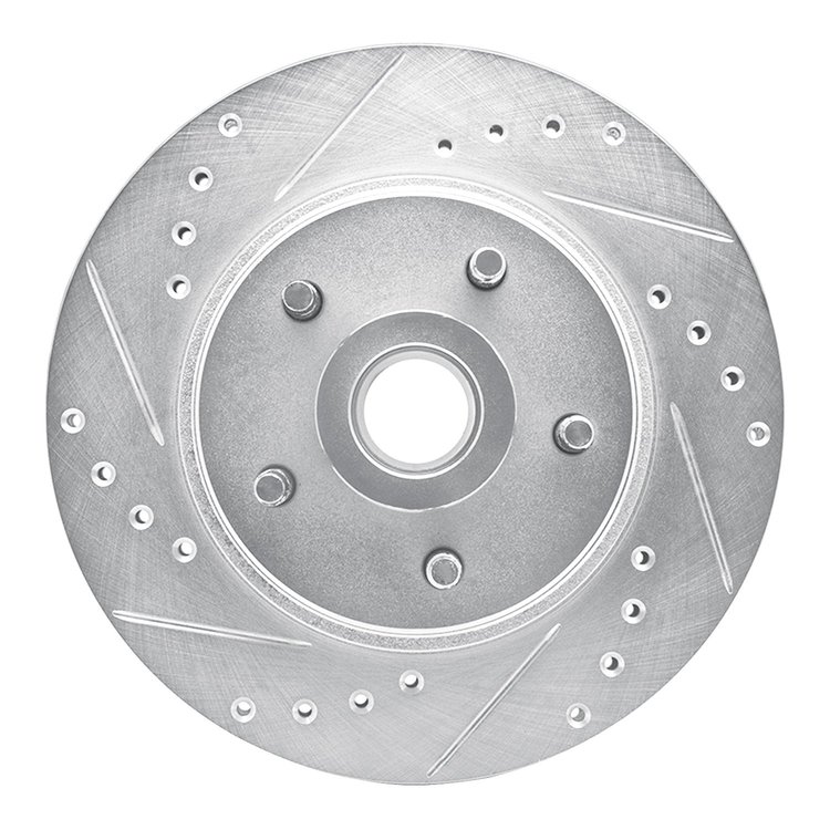 631-54019L Drilled/Slotted Brake Rotor [Silver], 1982-1987 Ford/Lincoln/Mercury/Mazda, Position: Front Left