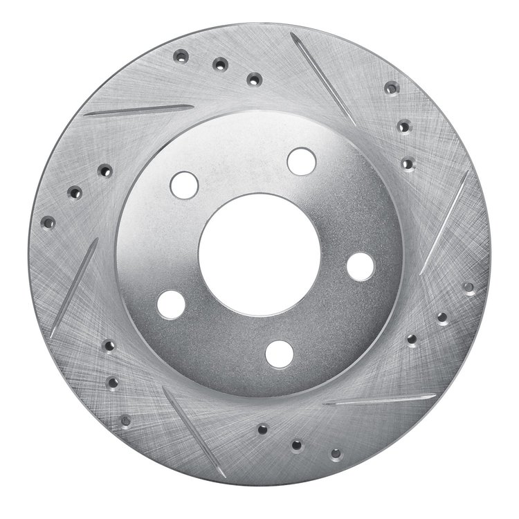 631-54020R Drilled/Slotted Brake Rotor [Silver], 1986-1992 Ford/Lincoln/Mercury/Mazda, Position: Front Right,Rear Right