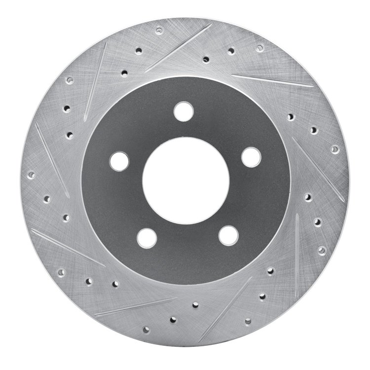 631-54021L Drilled/Slotted Brake Rotor [Silver], 1982-1990 Ford/Lincoln/Mercury/Mazda, Position: Rear Left
