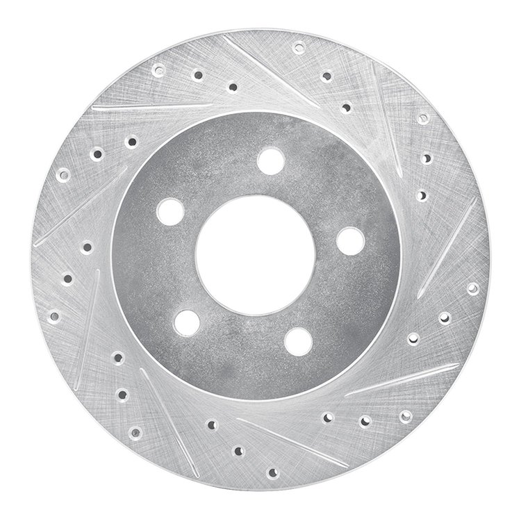 631-54021R Drilled/Slotted Brake Rotor [Silver], 1982-1990 Ford/Lincoln/Mercury/Mazda, Position: Rear Right