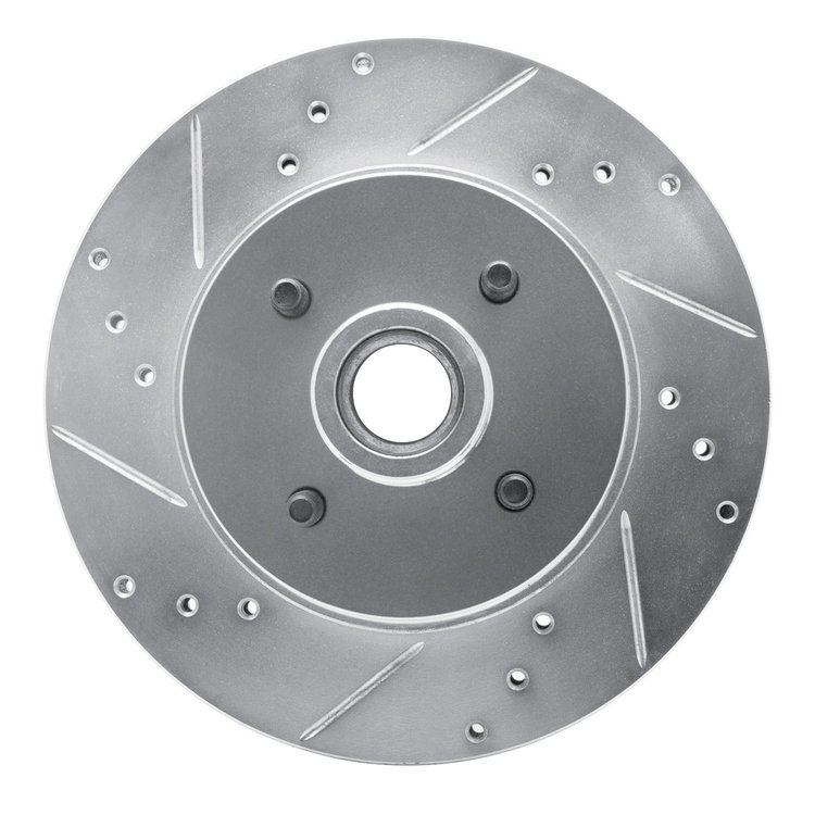 631-54026L Drilled/Slotted Brake Rotor [Silver], 1987-1993 Ford/Lincoln/Mercury/Mazda, Position: Front Left