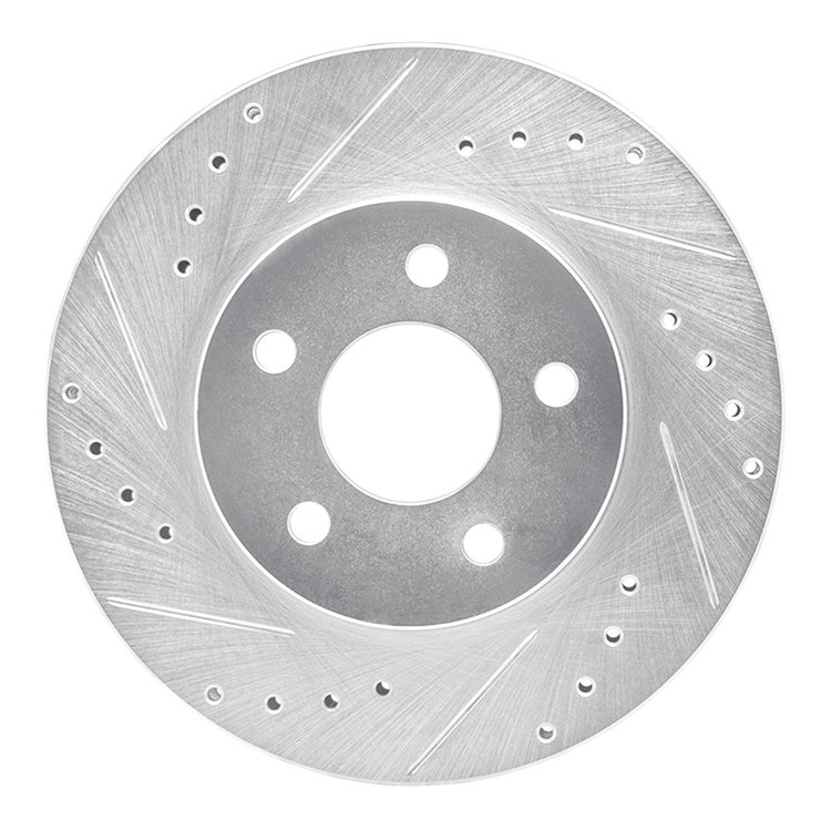 631-54027L Drilled/Slotted Brake Rotor [Silver], 1989-1990 Ford/Lincoln/Mercury/Mazda, Position: Front Left