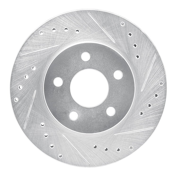 631-54027R Drilled/Slotted Brake Rotor [Silver], 1989-1990 Ford/Lincoln/Mercury/Mazda, Position: Front Right