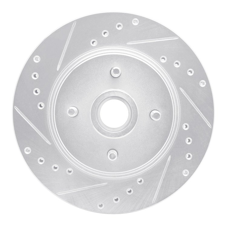 631-54028L Drilled/Slotted Brake Rotor [Silver], 1987-1988 Ford/Lincoln/Mercury/Mazda, Position: Front Left