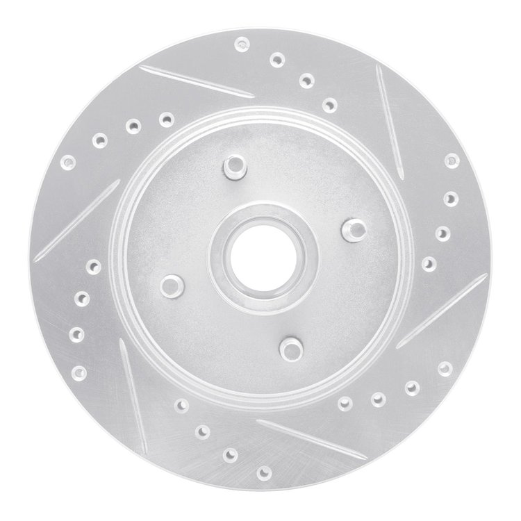 631-54028R Drilled/Slotted Brake Rotor [Silver], 1987-1988 Ford/Lincoln/Mercury/Mazda, Position: Front Right