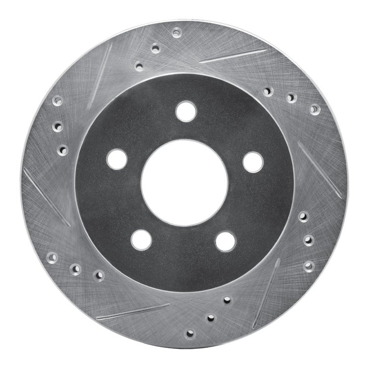 631-54030L Drilled/Slotted Brake Rotor [Silver], 1990-1992 Ford/Lincoln/Mercury/Mazda, Position: Rear Left