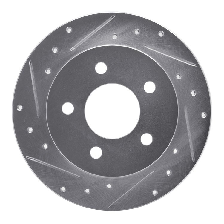 631-54034L Drilled/Slotted Brake Rotor [Silver], 1994-2004 Ford/Lincoln/Mercury/Mazda, Position: Rear Left