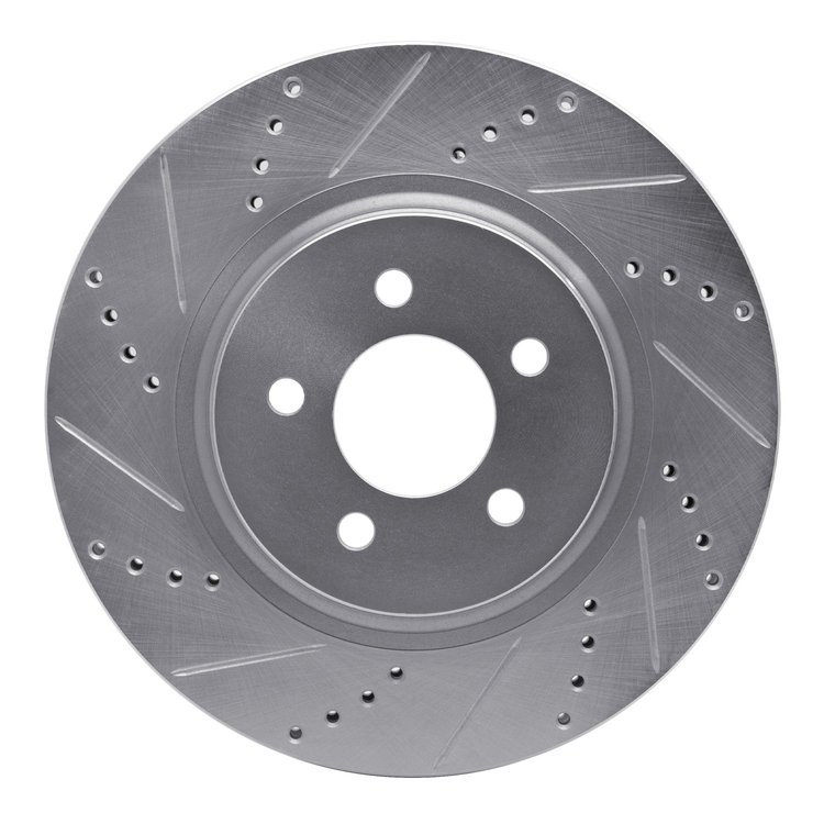 631-54036L Drilled/Slotted Brake Rotor [Silver], 1994-2004 Ford/Lincoln/Mercury/Mazda, Position: Front Left