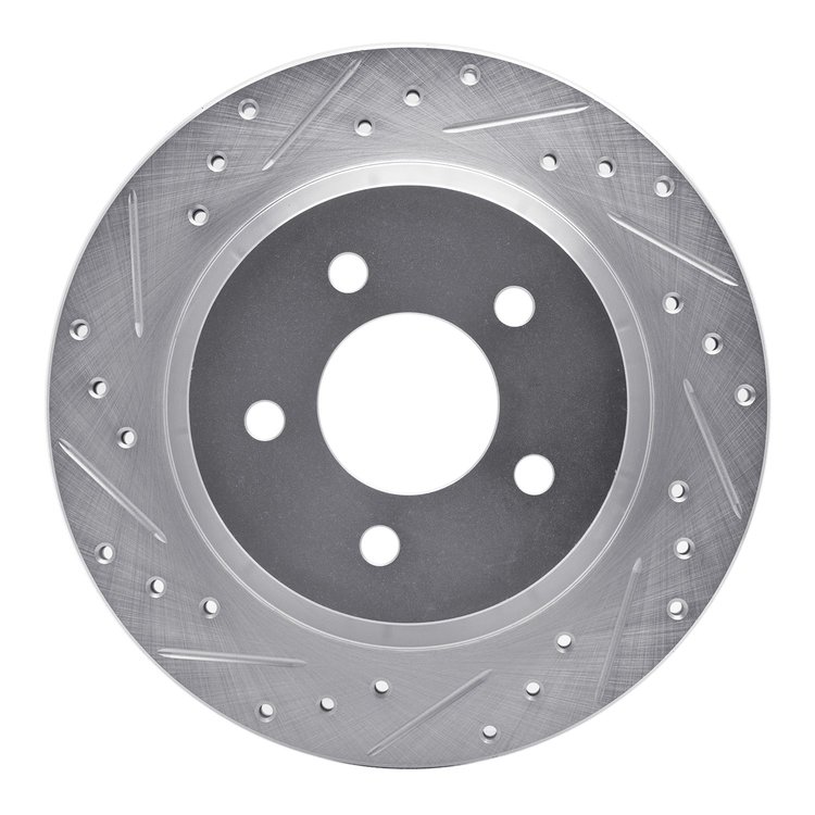631-54037L Drilled/Slotted Brake Rotor [Silver], 1994-2004 Ford/Lincoln/Mercury/Mazda, Position: Rear Left
