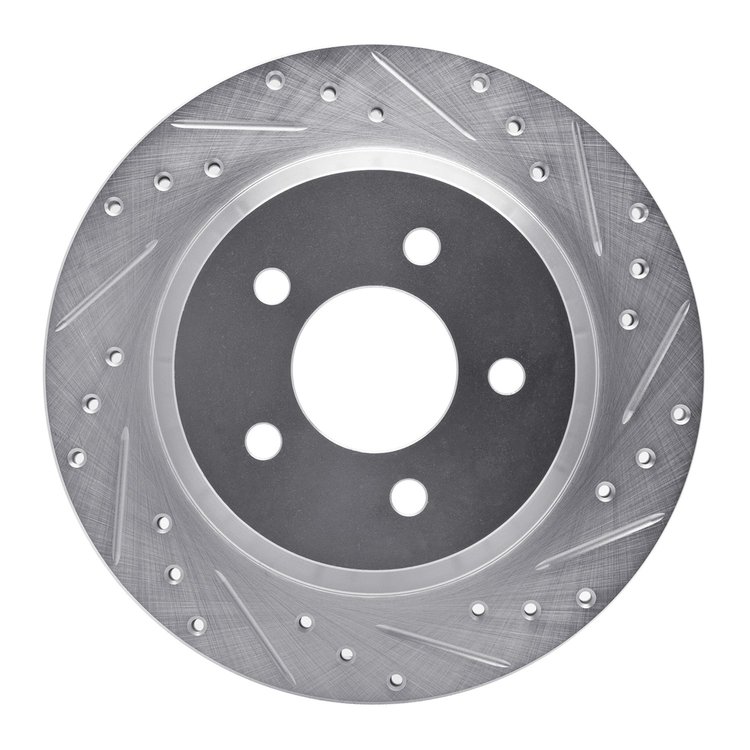 631-54037R Drilled/Slotted Brake Rotor [Silver], 1994-2004 Ford/Lincoln/Mercury/Mazda, Position: Rear Right
