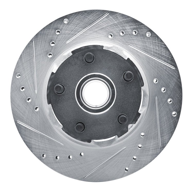 631-54040L Drilled/Slotted Brake Rotor [Silver], 1965-1967 Ford/Lincoln/Mercury/Mazda, Position: Front Left