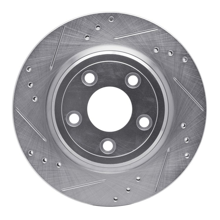 631-54046L Drilled/Slotted Brake Rotor [Silver], 2000-2006 Multiple Makes/Models, Position: Rear Left
