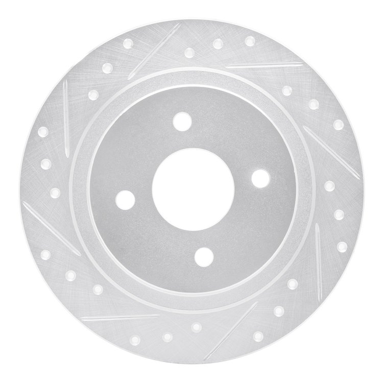631-54051L Drilled/Slotted Brake Rotor [Silver], 2002-2004 Ford/Lincoln/Mercury/Mazda, Position: Rear Left
