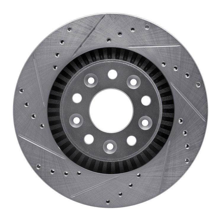 631-54052L Drilled/Slotted Brake Rotor [Silver], 2005-2009 Ford/Lincoln/Mercury/Mazda, Position: Front Left