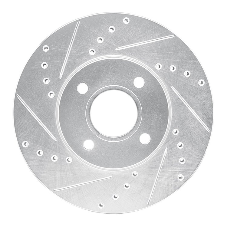 631-54053L Drilled/Slotted Brake Rotor [Silver], 2005-2012 Ford/Lincoln/Mercury/Mazda, Position: Front Left