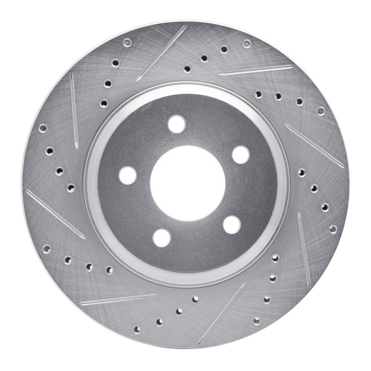 631-54057L Drilled/Slotted Brake Rotor [Silver], 2005-2014 Ford/Lincoln/Mercury/Mazda, Position: Front Left