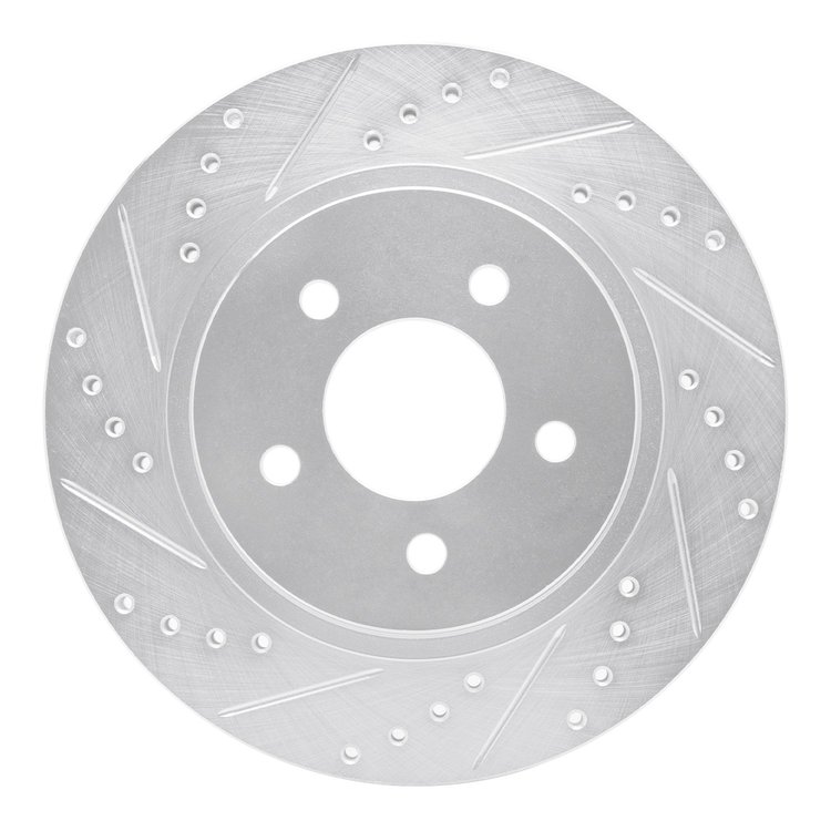 631-54058L Drilled/Slotted Brake Rotor [Silver], 2005-2014 Ford/Lincoln/Mercury/Mazda, Position: Rear Left