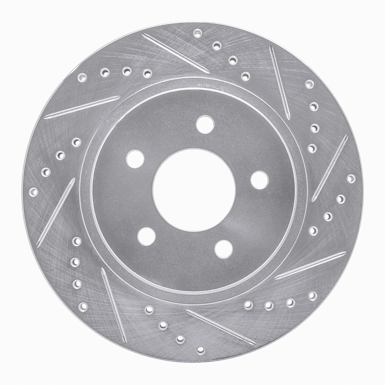 631-54058R Drilled/Slotted Brake Rotor [Silver], 2005-2014 Ford/Lincoln/Mercury/Mazda, Position: Rear Right