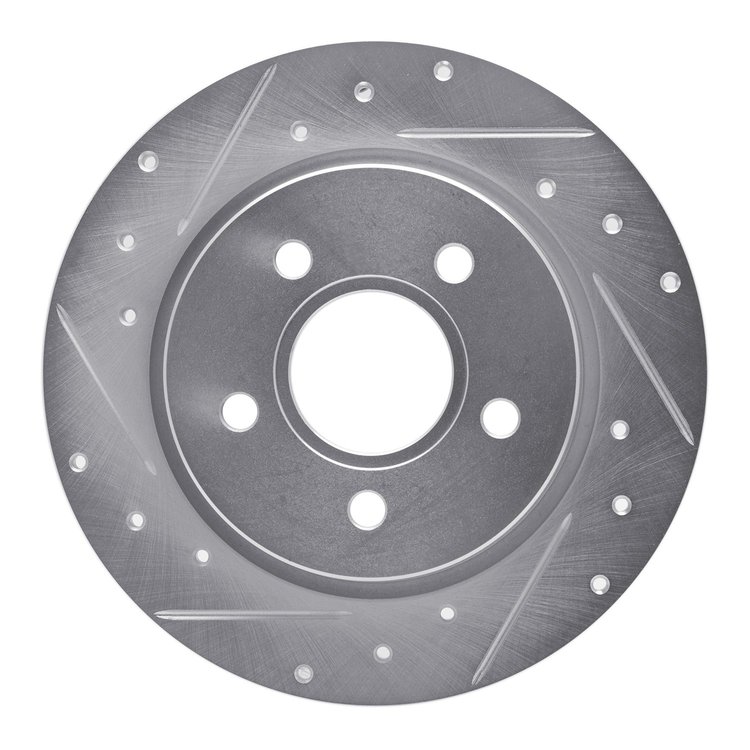 631-54066L Drilled/Slotted Brake Rotor [Silver], 2012-2018 Ford/Lincoln/Mercury/Mazda, Position: Rear Left