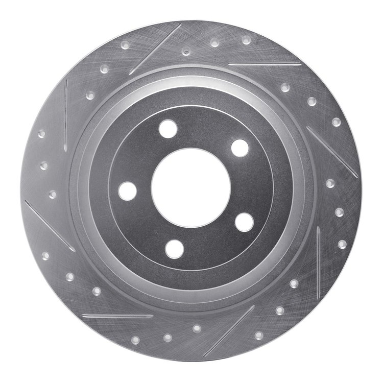 631-54076L Drilled/Slotted Brake Rotor [Silver], Fits Select Ford/Lincoln/Mercury/Mazda, Position: Rear Left