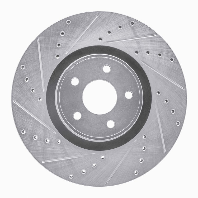 631-54082L Drilled/Slotted Brake Rotor [Silver], 2014-2019 Ford/Lincoln/Mercury/Mazda, Position: Front Left