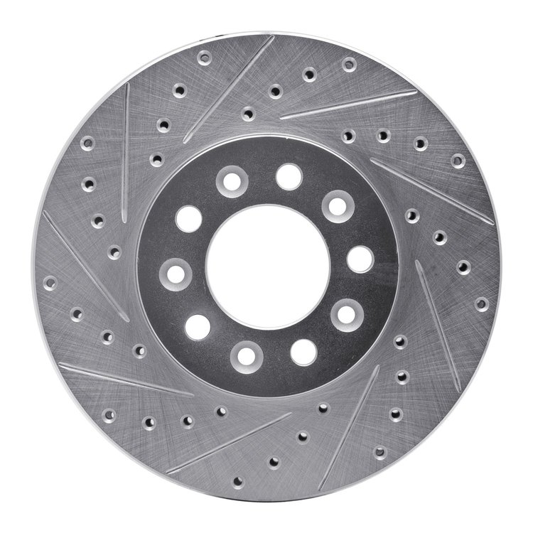 631-54085L Drilled/Slotted Brake Rotor [Silver], 1999-2003 Ford/Lincoln/Mercury/Mazda, Position: Front Left