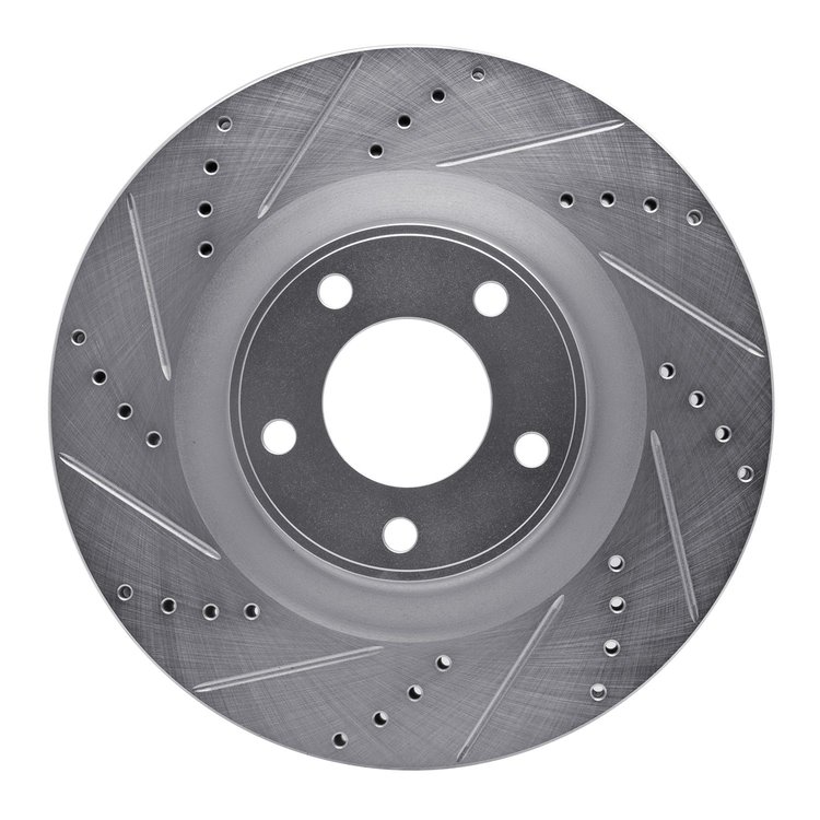 631-54089L Drilled/Slotted Brake Rotor [Silver], 2007-2015 Ford/Lincoln/Mercury/Mazda, Position: Front Left