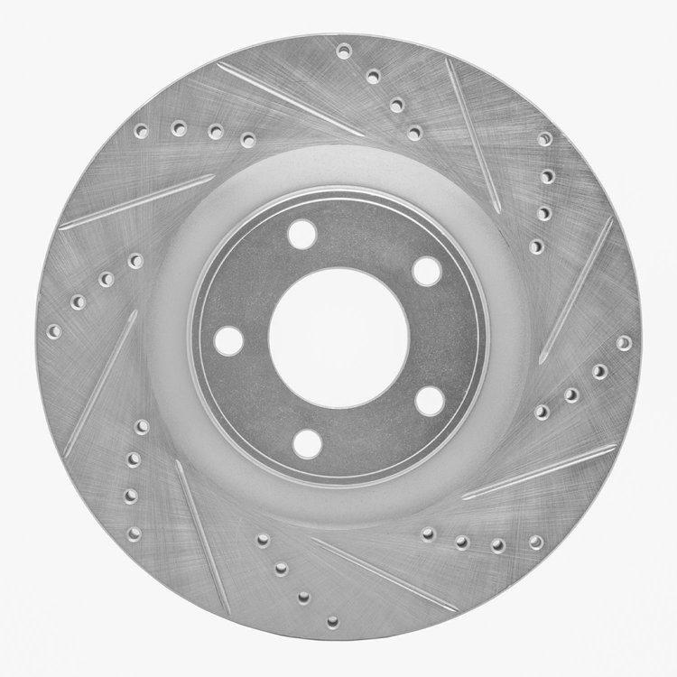 631-54089R Drilled/Slotted Brake Rotor [Silver], 2007-2015 Ford/Lincoln/Mercury/Mazda, Position: Front Right