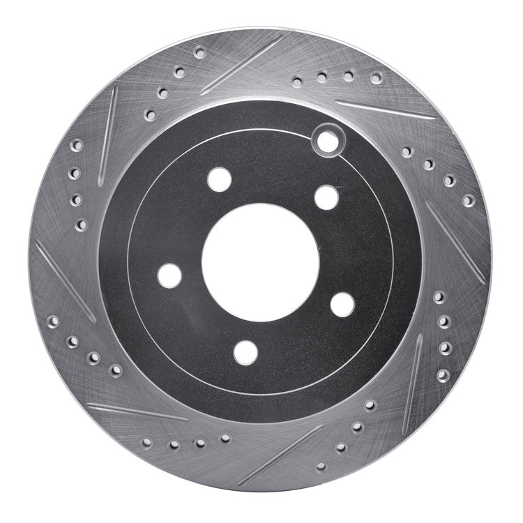 631-54090L Drilled/Slotted Brake Rotor [Silver], 2007-2010 Ford/Lincoln/Mercury/Mazda, Position: Rear Left