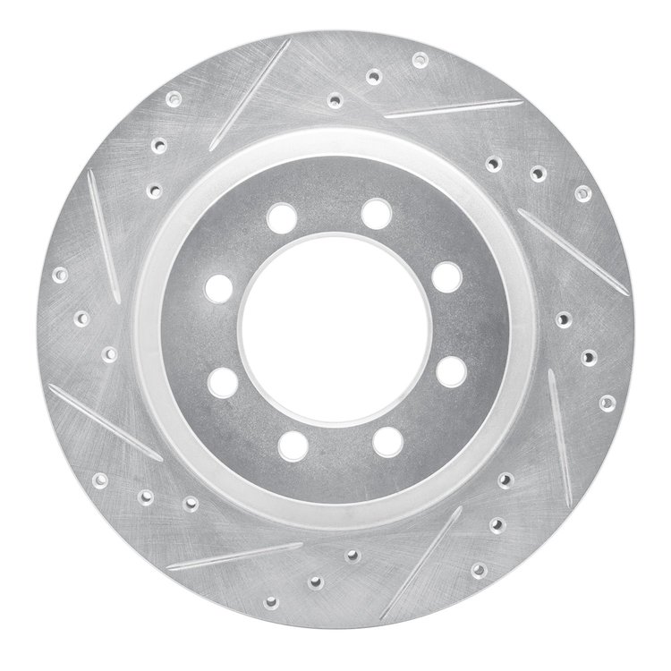 631-54100L Drilled/Slotted Brake Rotor [Silver], 1968-1976 Ford/Lincoln/Mercury/Mazda, Position: Front Left