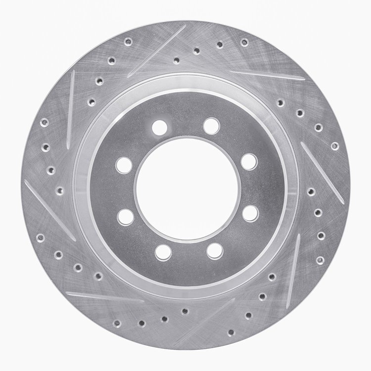 631-54102L Drilled/Slotted Brake Rotor [Silver], 1975-1994 Ford/Lincoln/Mercury/Mazda, Position: Front Left