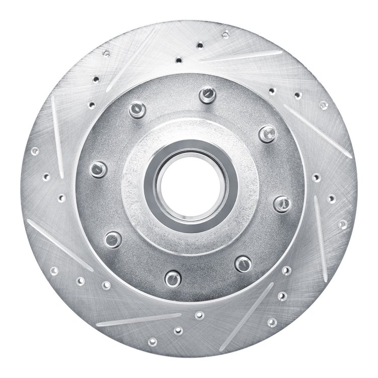 631-54105L Drilled/Slotted Brake Rotor [Silver], 1980-1985 Ford/Lincoln/Mercury/Mazda, Position: Front Left