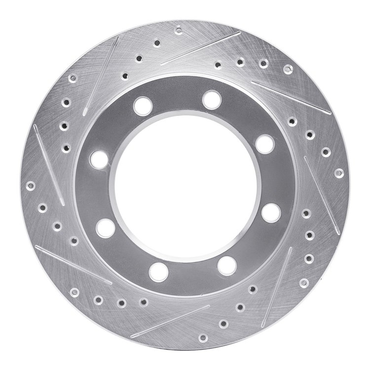 631-54108L Drilled/Slotted Brake Rotor [Silver], 1980-1994 Ford/Lincoln/Mercury/Mazda, Position: Front Left