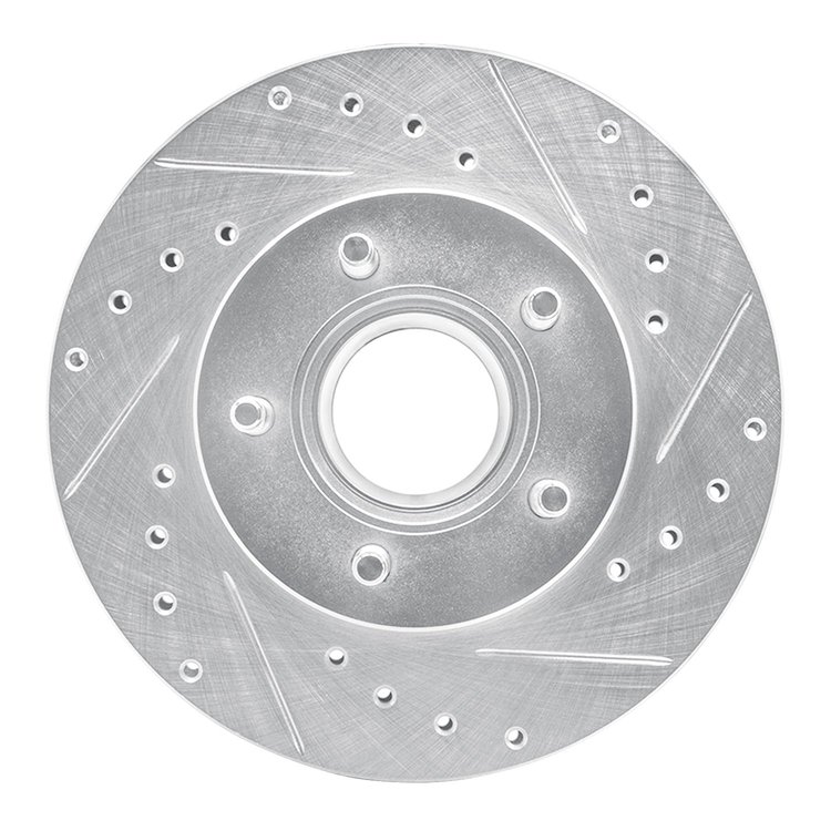 631-54111R Drilled/Slotted Brake Rotor [Silver], 1983-1992 Ford/Lincoln/Mercury/Mazda, Position: Front Right