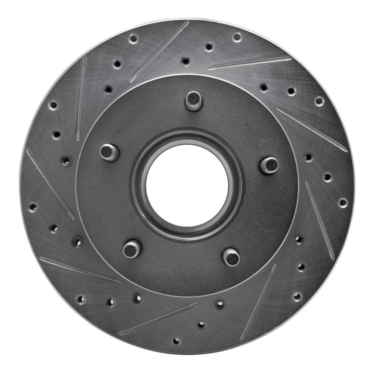 631-54113L Drilled/Slotted Brake Rotor [Silver], 1986-1988 Ford/Lincoln/Mercury/Mazda, Position: Front Left
