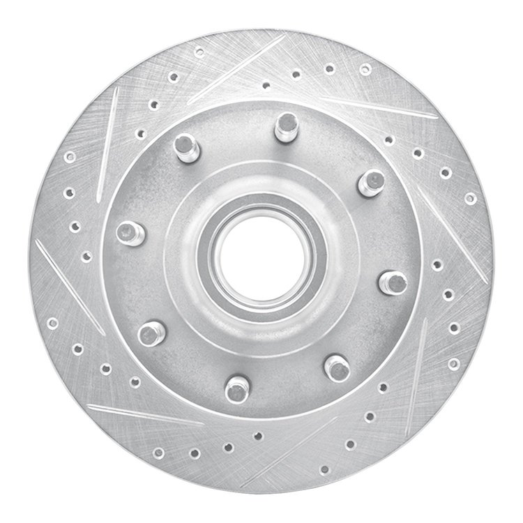 631-54118L Drilled/Slotted Brake Rotor [Silver], 1986-1994 Ford/Lincoln/Mercury/Mazda, Position: Front Left