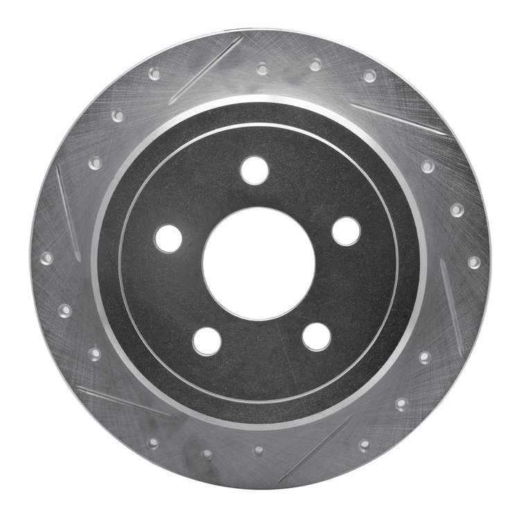631-54137L Drilled/Slotted Brake Rotor [Silver], 1995-2003 Ford/Lincoln/Mercury/Mazda, Position: Rear Left