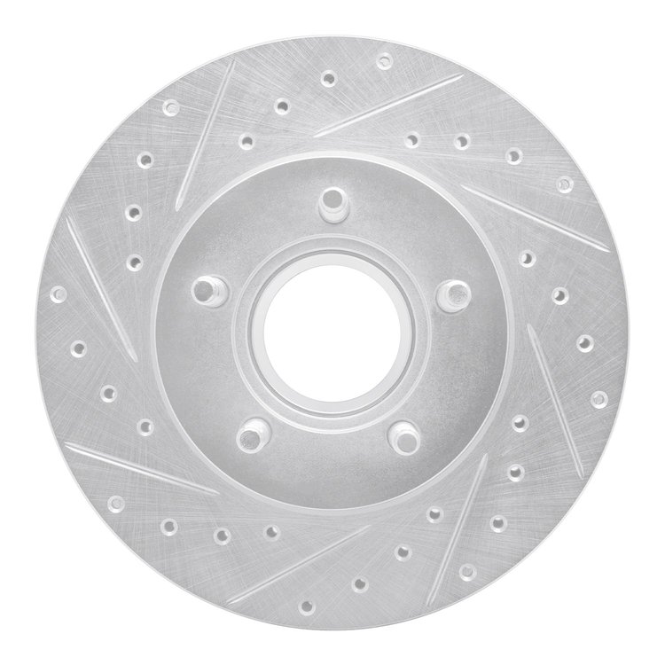 631-54140L Drilled/Slotted Brake Rotor [Silver], 1995-1997 Ford/Lincoln/Mercury/Mazda, Position: Front Left
