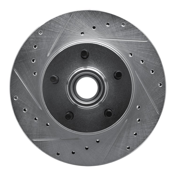 631-54141L Drilled/Slotted Brake Rotor [Silver], 1995-2011 Ford/Lincoln/Mercury/Mazda, Position: Front Left