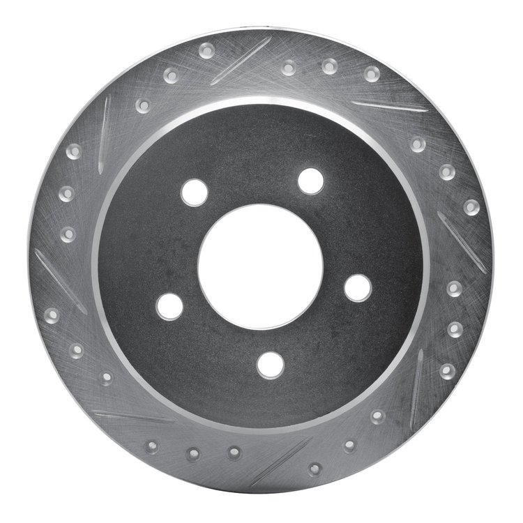 631-54142L Drilled/Slotted Brake Rotor [Silver], 1995-2002 Ford/Lincoln/Mercury/Mazda, Position: Rear Left