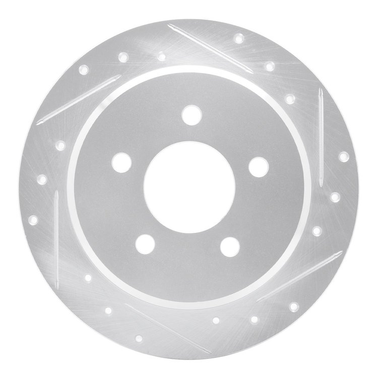 631-54142R Drilled/Slotted Brake Rotor [Silver], 1995-2002 Ford/Lincoln/Mercury/Mazda, Position: Rear Right