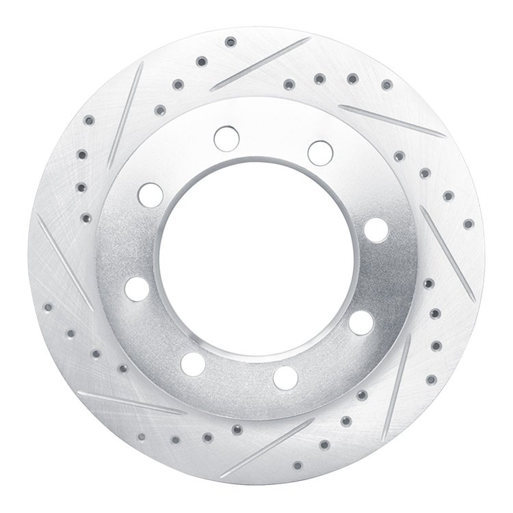 631-54143L Drilled/Slotted Brake Rotor [Silver], 1995-1999 Ford/Lincoln/Mercury/Mazda, Position: Front Left
