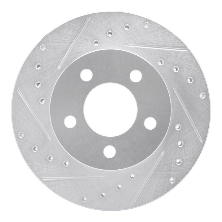 631-54144L Drilled/Slotted Brake Rotor [Silver], 1995-2002 Ford/Lincoln/Mercury/Mazda, Position: Front Left
